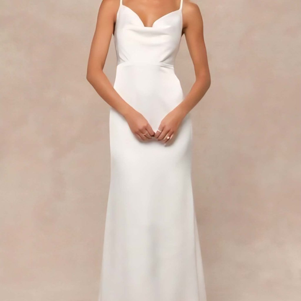 Lulu's Chic Women's Size Medium White Backless Wedding Dress Sleet